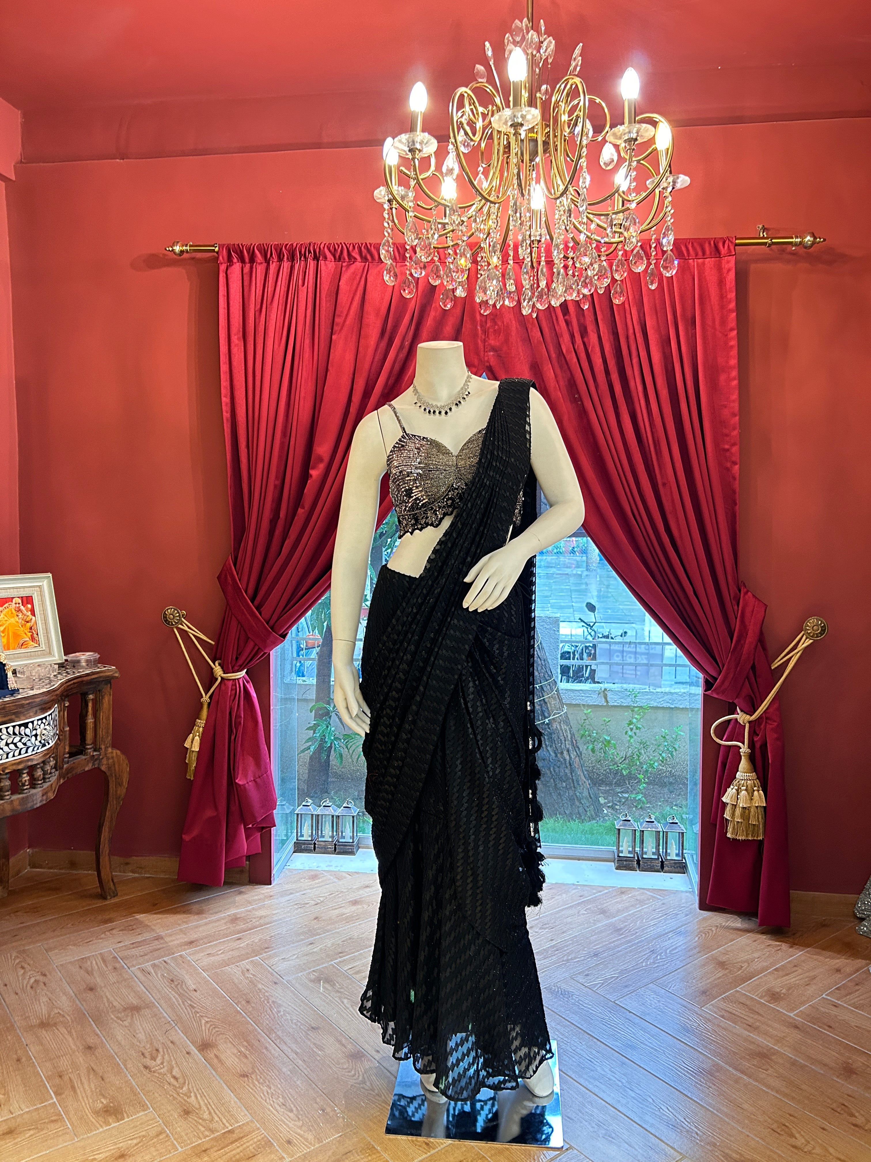 Black Butterfly Saree