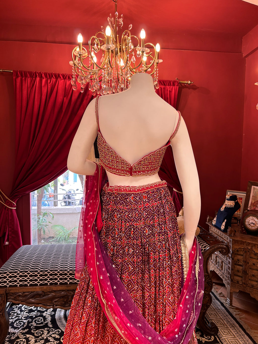 Spegetti Printed Bandhani Lahenga Choli