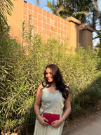 Ivory One Shoulder Cape Indowwestern with Pants