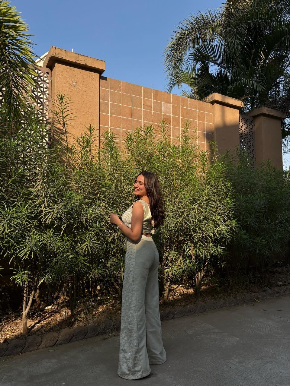 Ivory One Shoulder Cape Indowwestern with Pants