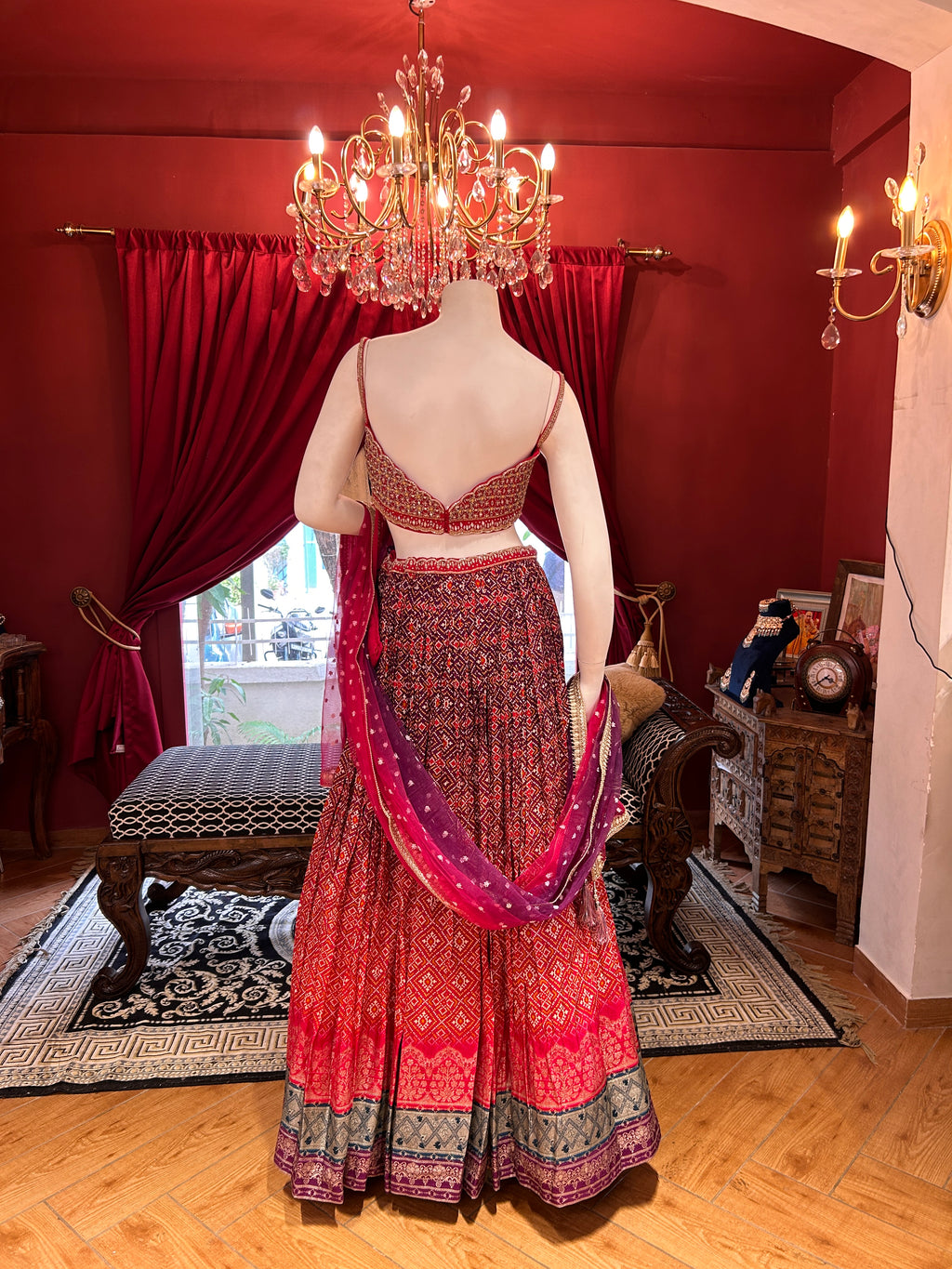 Spegetti Printed Bandhani Lahenga Choli