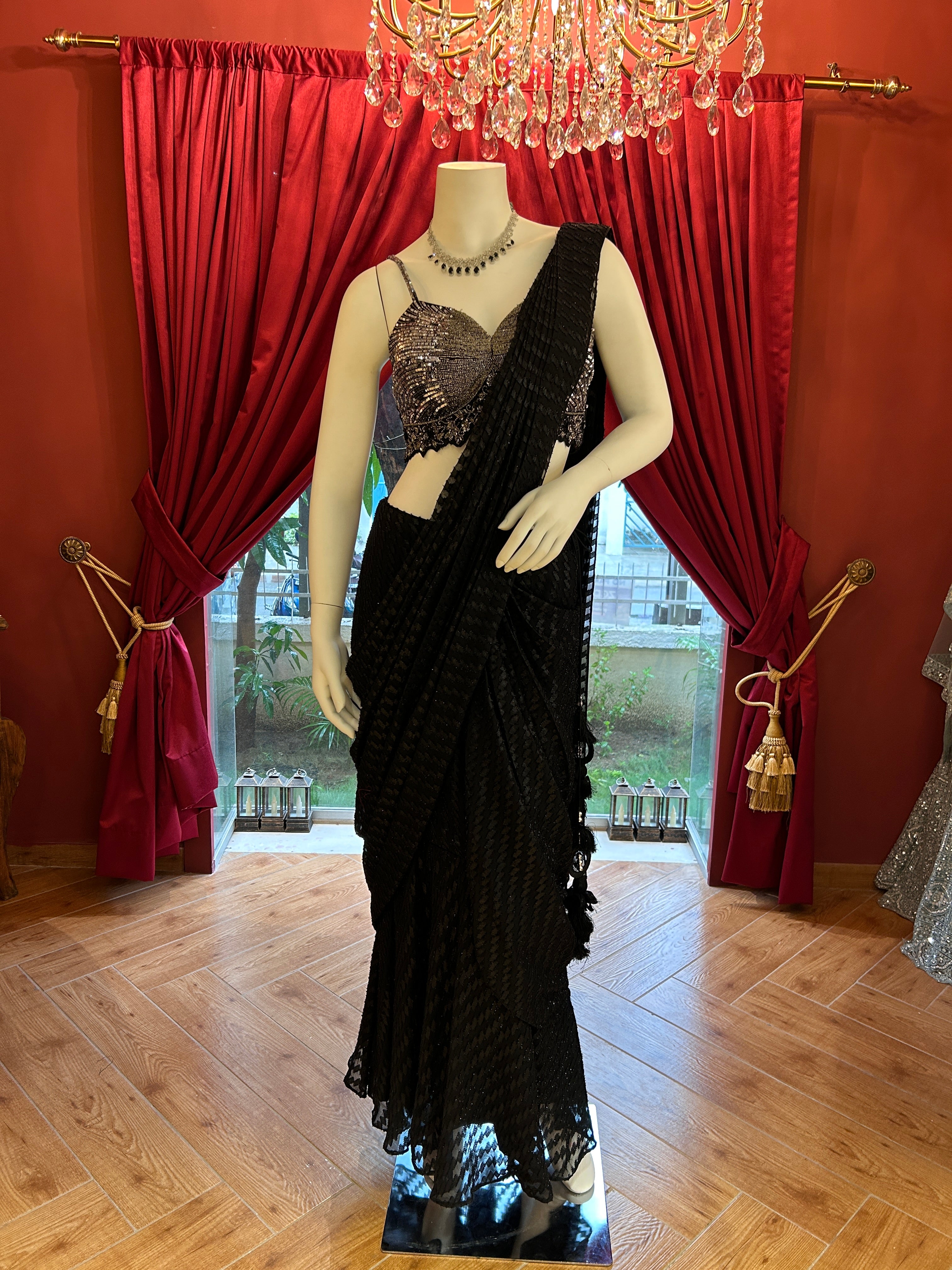 Black Butterfly Saree