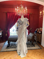 Ice Blue Hand Embroidered Saree