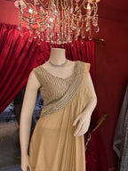 Ivory One Shoulder Cape Indowwestern with Pants