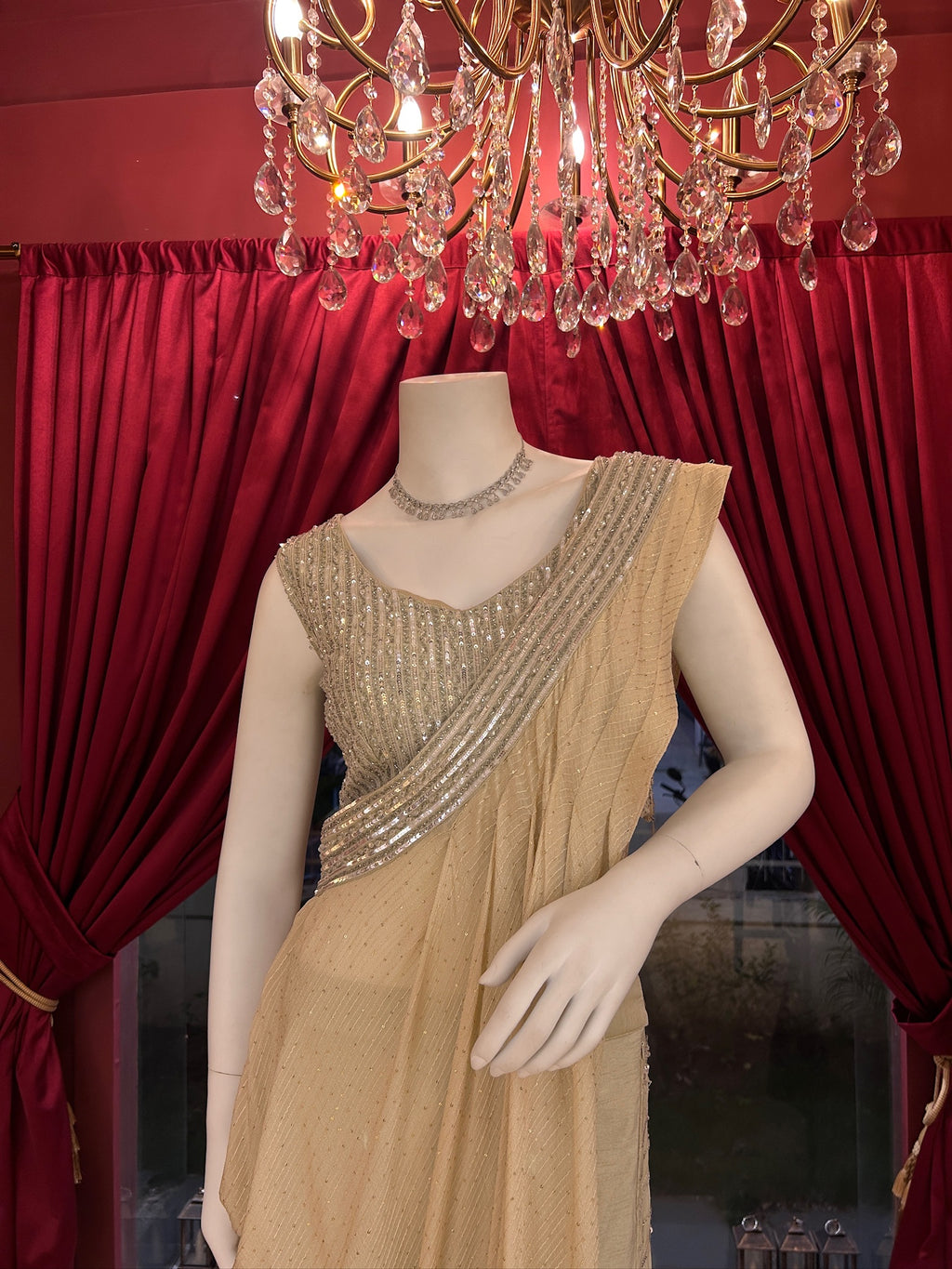 Ivory One Shoulder Cape Indowwestern with Pants