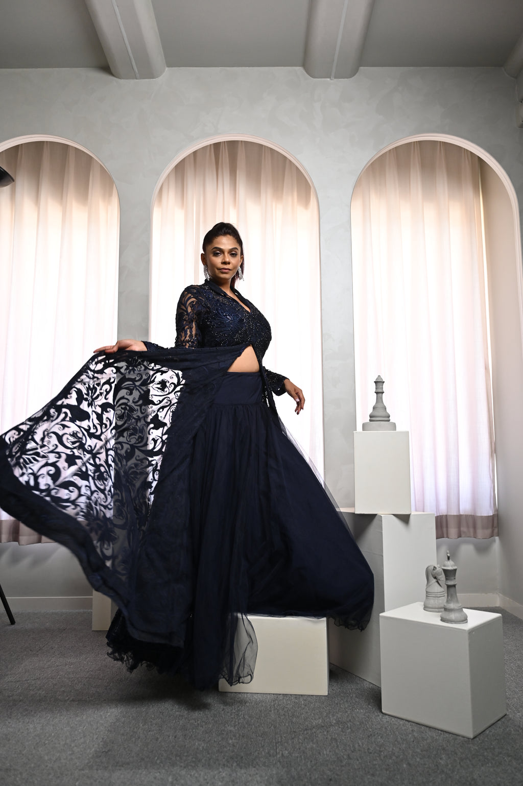 Blue Full Sleeves Gown