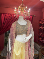 Bandhani Cape With Draped Skirt X Orepiya