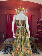 Green Floral Corset Lehenga