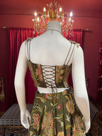 Green Floral Corset Lehenga