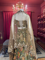 Green Floral Corset Lehenga