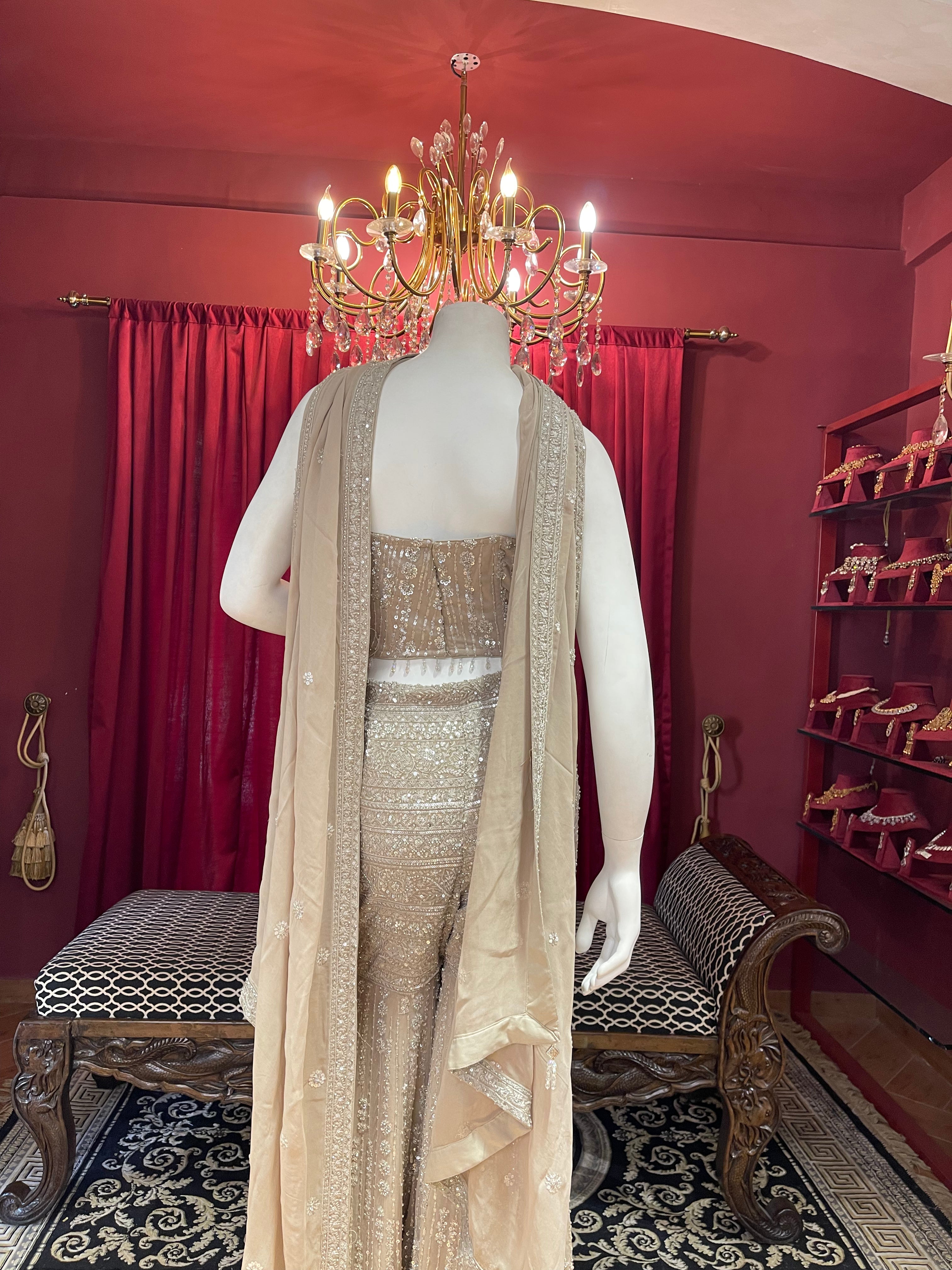 Champagne Handwork Corset Plazzo Set
