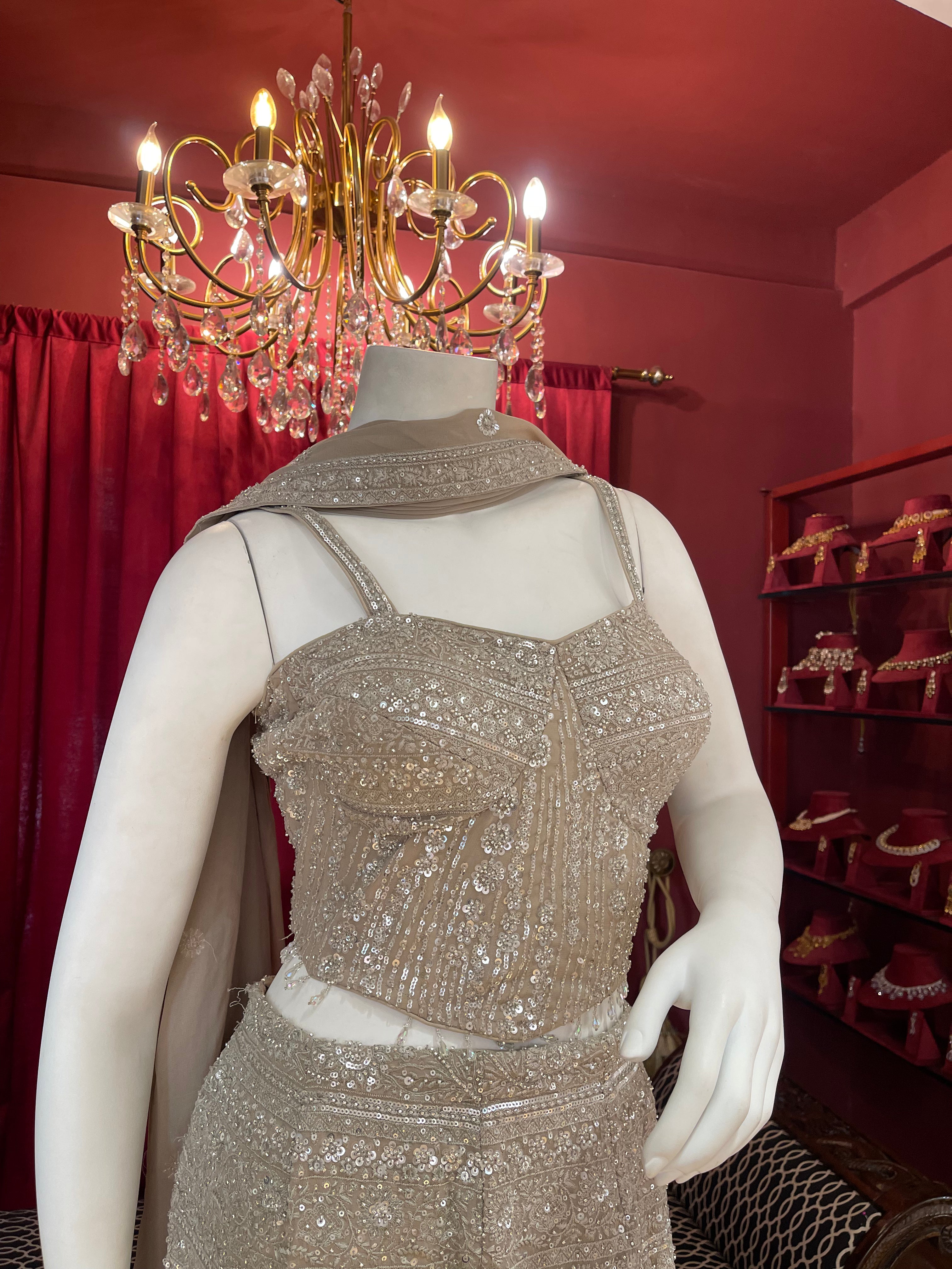 Champagne Handwork Corset Plazzo Set