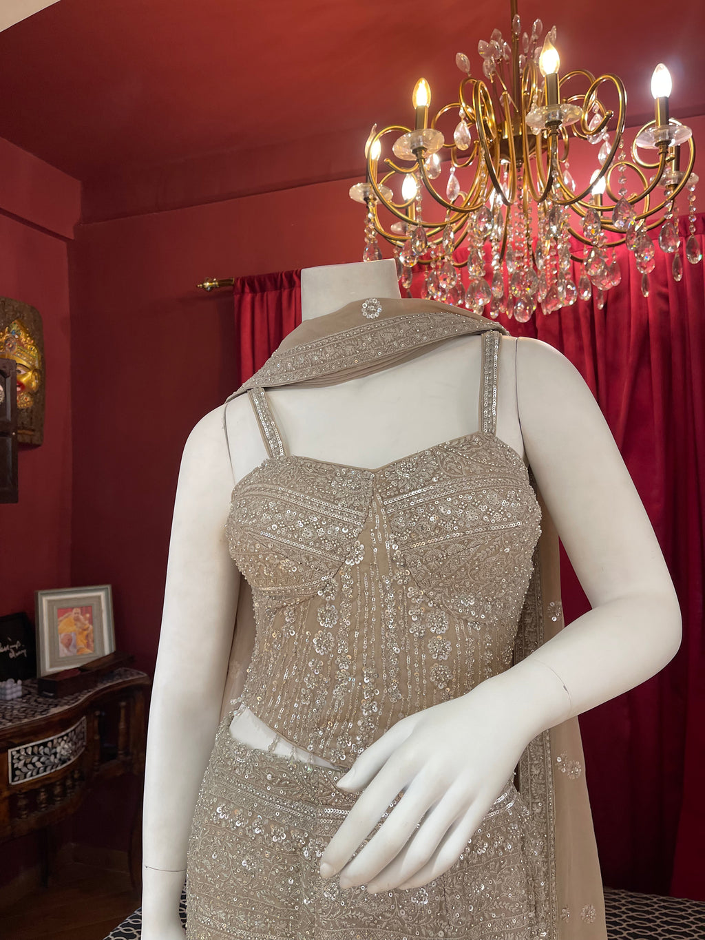 Champagne Handwork Corset Plazzo Set