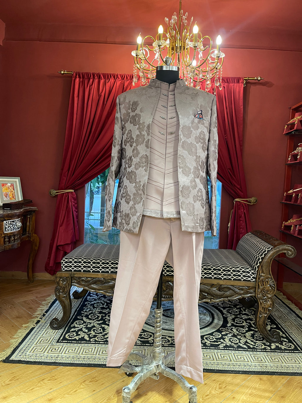 Onion Mist Floral Indo Western