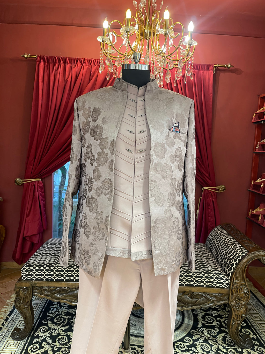 Onion Mist Floral Indo Western