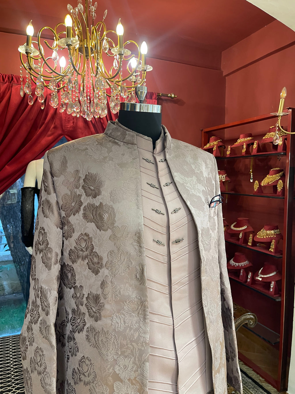 Onion Mist Floral Indo Western