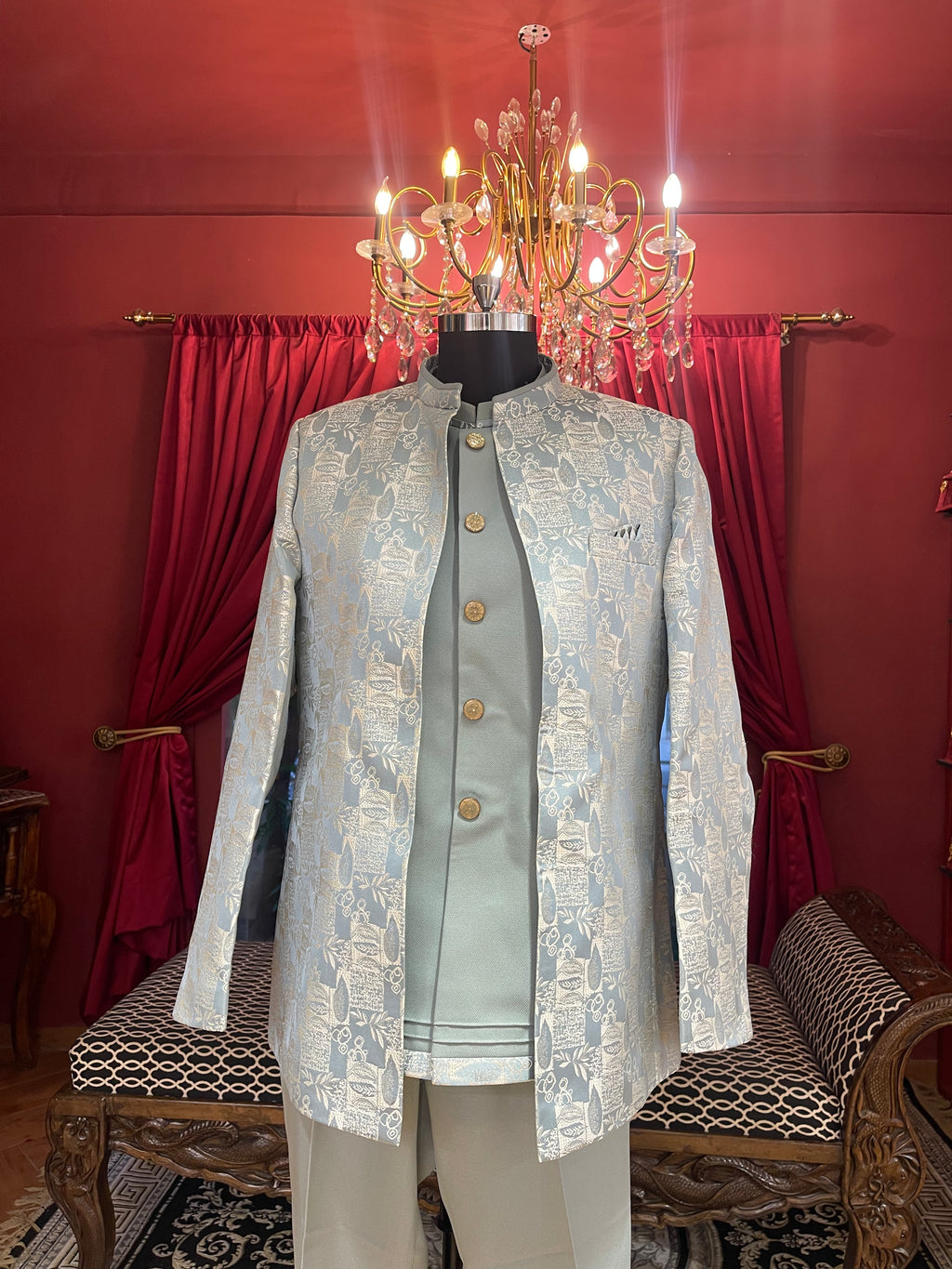 Powder Blue Indo Western