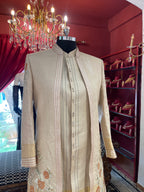 Golden Sherwani With Floral Embroidery