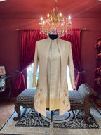 Golden Sherwani With Floral Embroidery