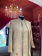 Golden Sherwani With Floral Embroidery