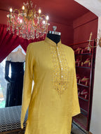 Yellow Mirror Work Kurta