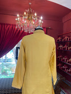 Yellow Mirror Work Kurta
