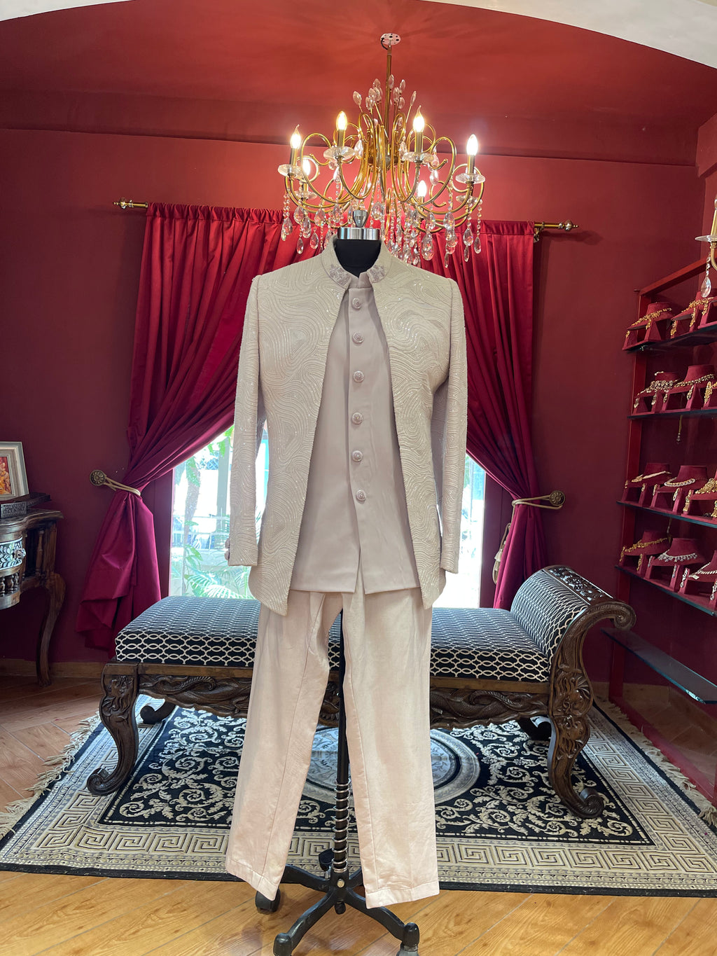 Blush Pink Indo Western With Wavy Details