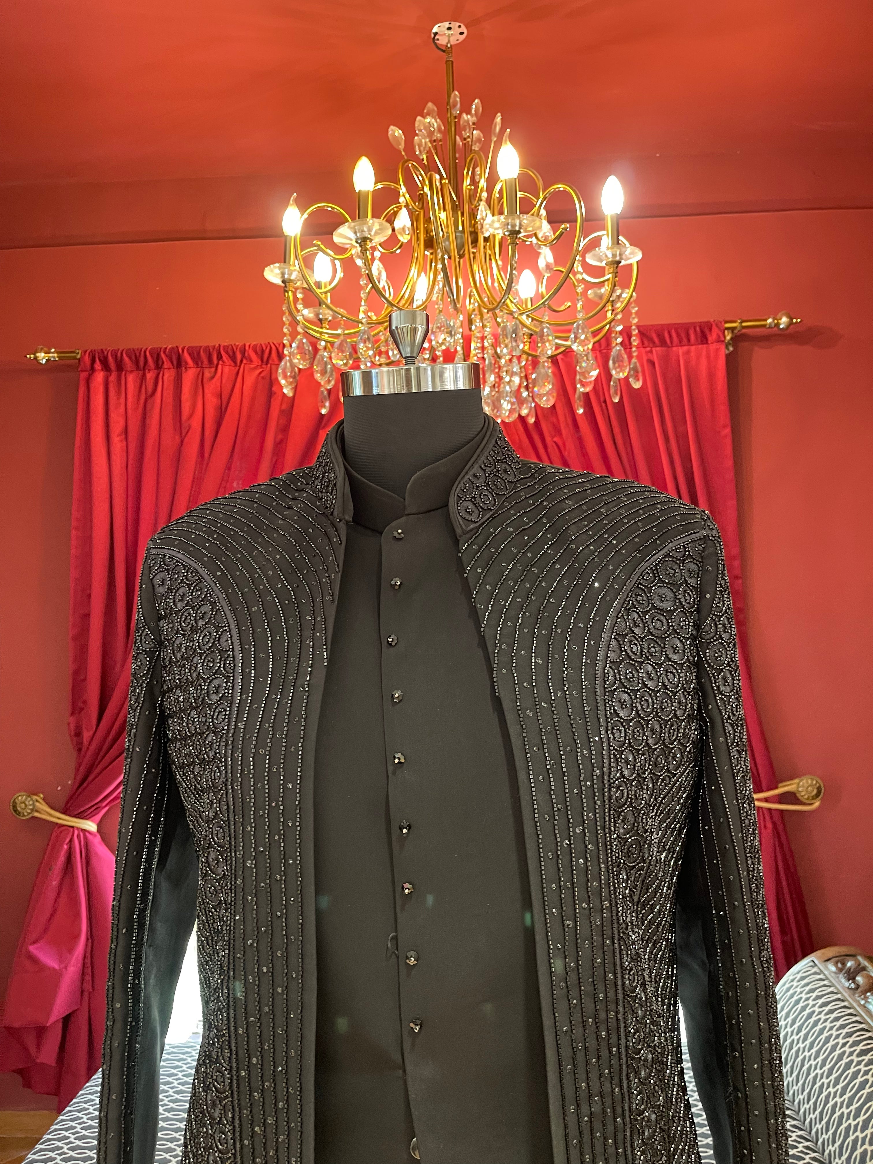 Black Indo western With Stone work