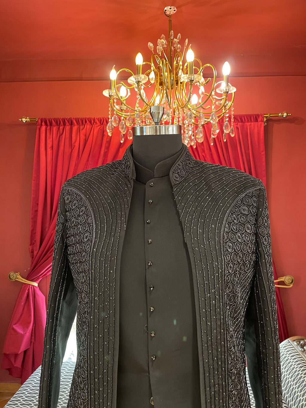 Black Indo western With Stone work