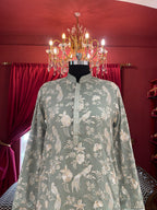 Mint Green Floral with Birds Kurta