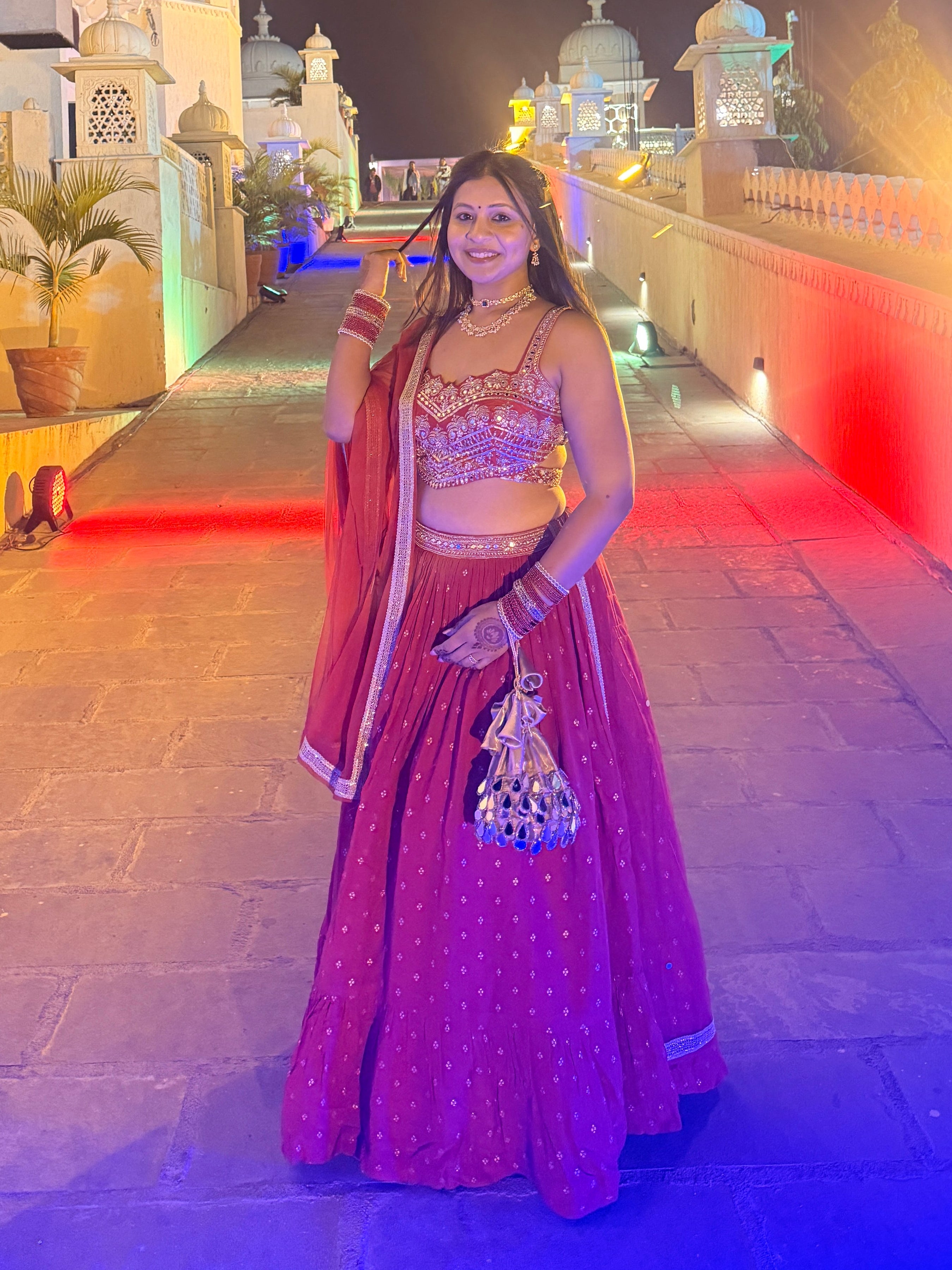 Hot Red Ghaghra Choli With Dupatta
