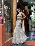 Golden Sequin Co-ord Set with Statement Blouse