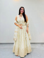 Gold Tissue Lehenga with Waistcoat-Style Blouse