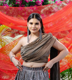 Mocha Drape One Shoulder Lahenga