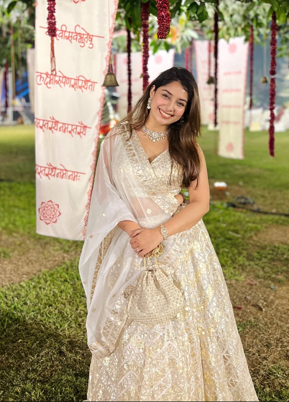 Ivory Sequin Lehenga X Orepiya