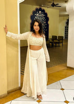 Ivory Co-ord Set With Shrug X Orepiya