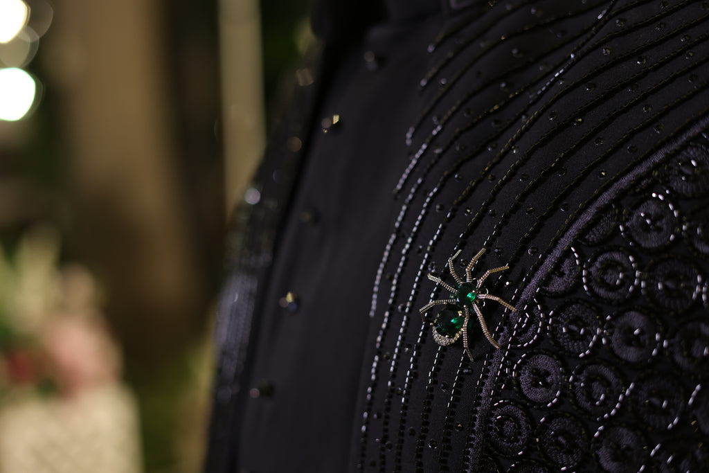 Black Indo western With Stone work