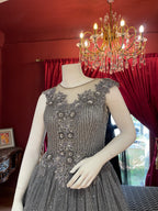 Grey BallGown With Feathers