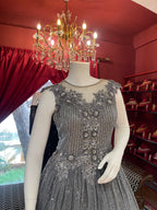 Grey BallGown With Feathers