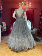 Grey BallGown With Feathers