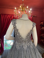 Grey BallGown With Feathers