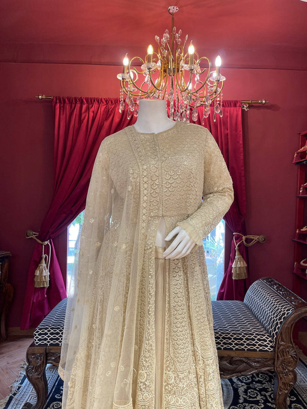Ivory Anarkali Set