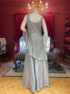 Blue Satin Plain Flare Gown