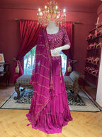 Purple Lehenga With Golden and Tonal Work