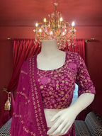Purple Lehenga With Golden and Tonal Work