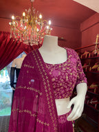 Purple Lehenga With Golden and Tonal Work