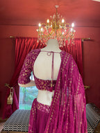 Purple Lehenga With Golden and Tonal Work