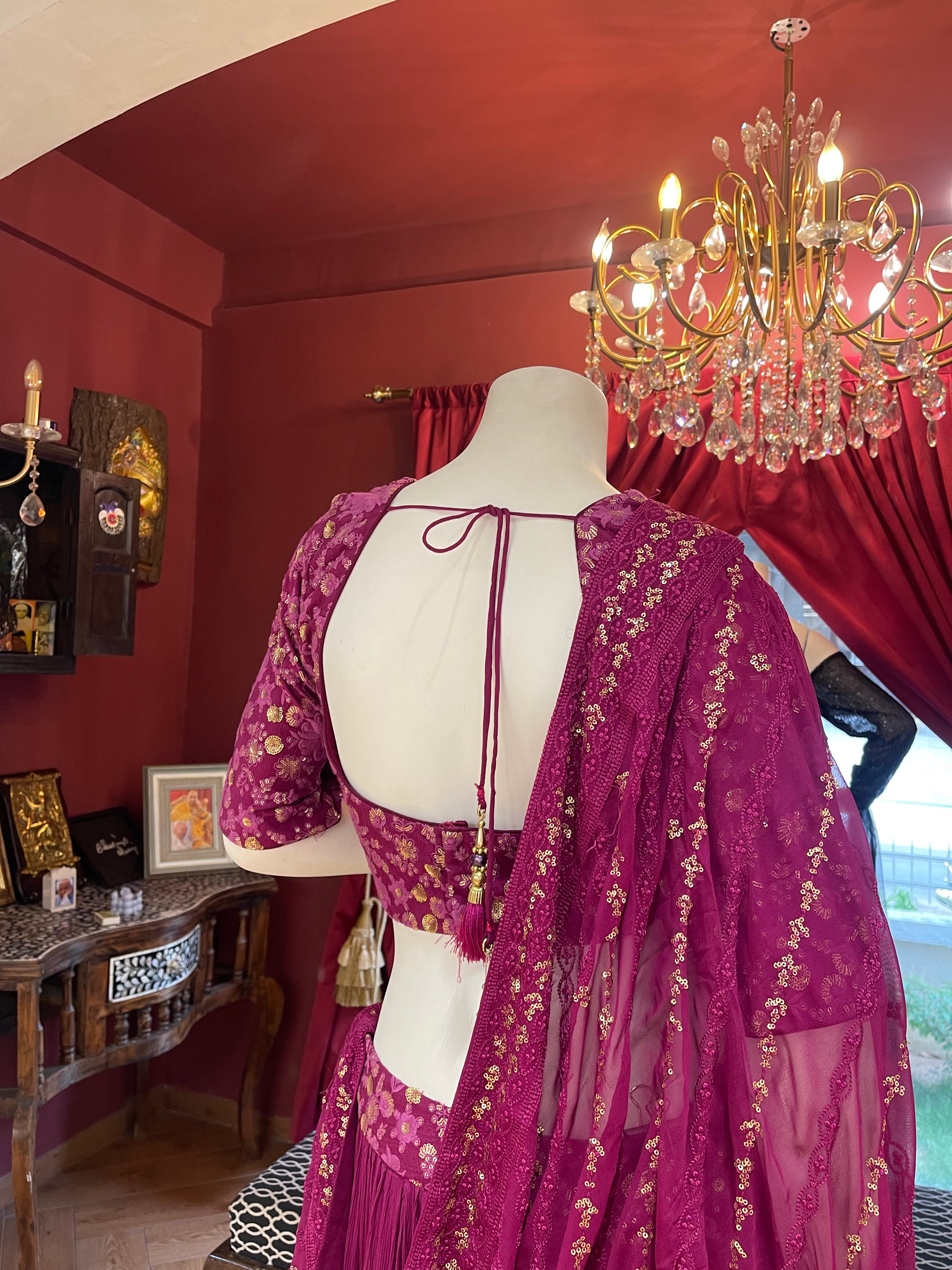 Purple Lehenga With Golden and Tonal Work