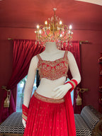 Hot Red Ghaghra Choli With Dupatta