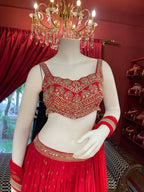 Hot Red Ghaghra Choli With Dupatta